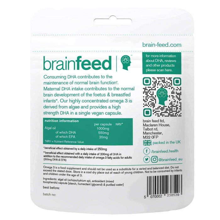 Brain Feed Plant-based Omega 3 DHA 500mg 60 Capsules