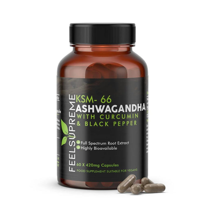 Feel Supreme KSM66 Ashwagandha With Curcumin 60 Capsules