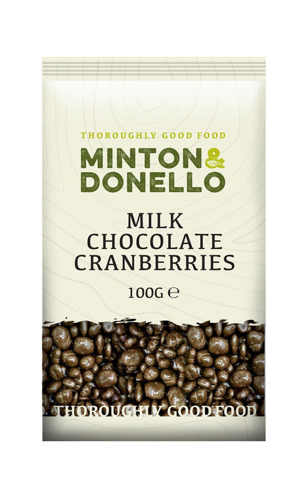 Minton & Donello Milk Chocolate Cranberries 100g