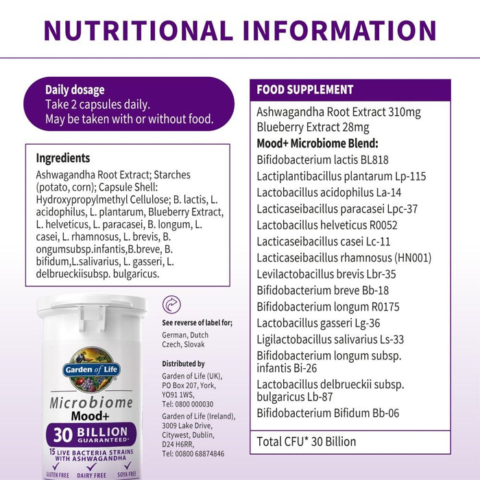 Garden of Life Microbiome Mood+ 60 Capsules