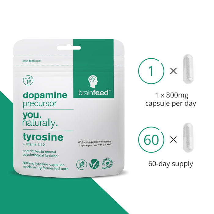 Brain Feed Dopamine Precursor - Tyrosine 800mg 60 Capsules