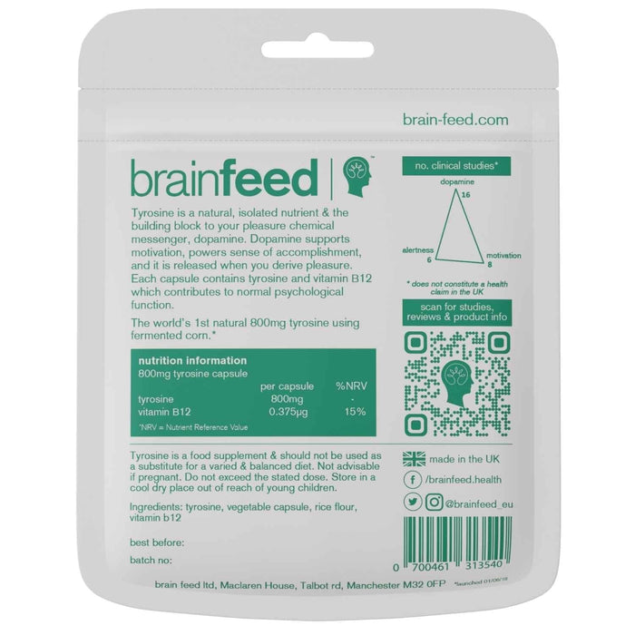 Brain Feed Dopamine Precursor - Tyrosine 800mg 60 Capsules