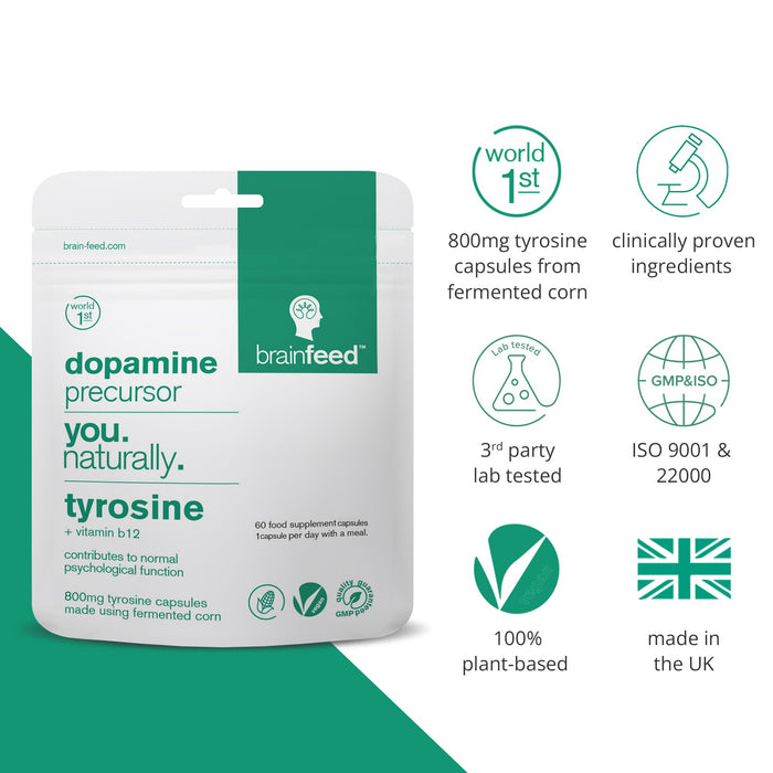 Brain Feed Dopamine Precursor - Tyrosine 800mg 60 Capsules