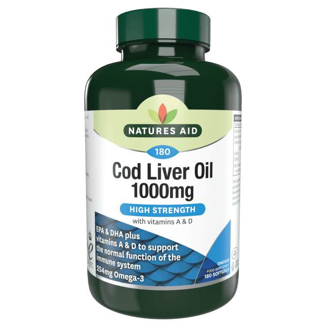 Natures Aid Cod Liver Oil 1000mg 180 Capsules