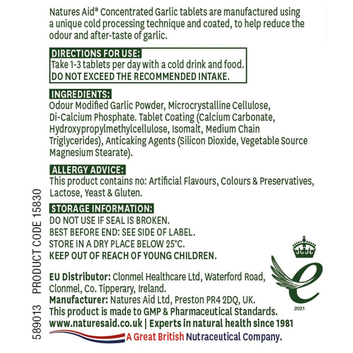 Natures Aid Odourless Garlic Pearls 120 Softgels