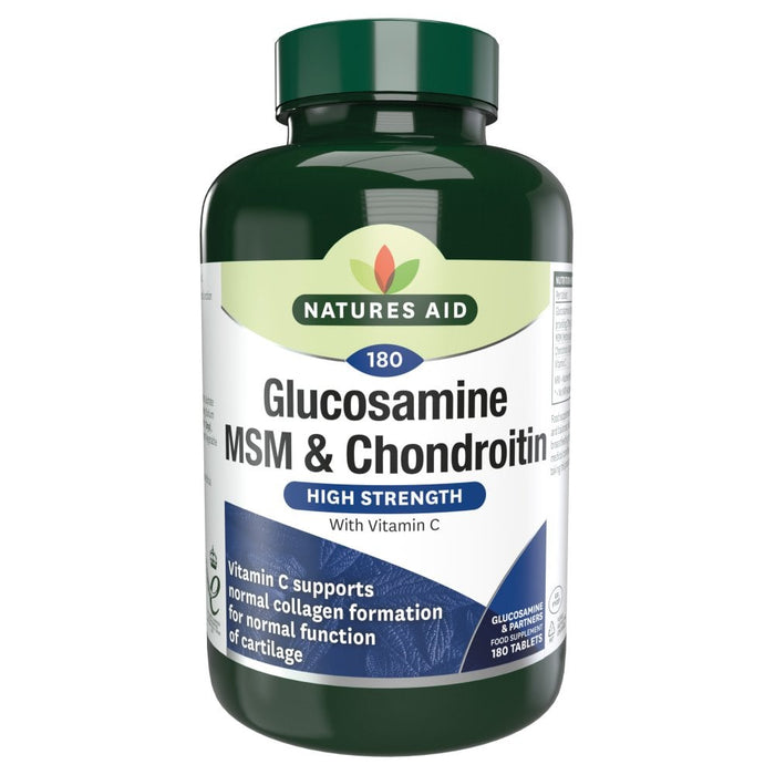 Natures Aid Glucosamine, MSM & Chondroitin with Vitamin C 180 Tablets