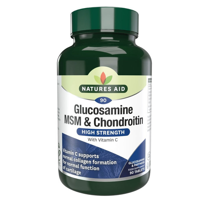 Natures Aid Glucosamine, MSM & Chondroitin with Vitamin C 90 Tablets