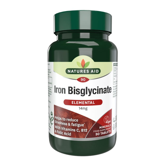 Natures Aid Iron Bisglycinate 90 Tablets