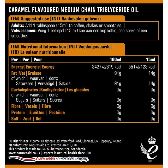 Natures Aid Caramel MCT Oil 500ml