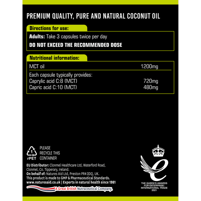 Natures Aid MCT Oil 120 Capsules