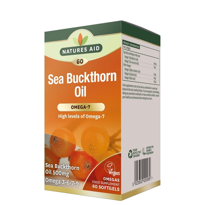 Natures Aid Sea Buckthorn Oil 500mg 60 Softgels