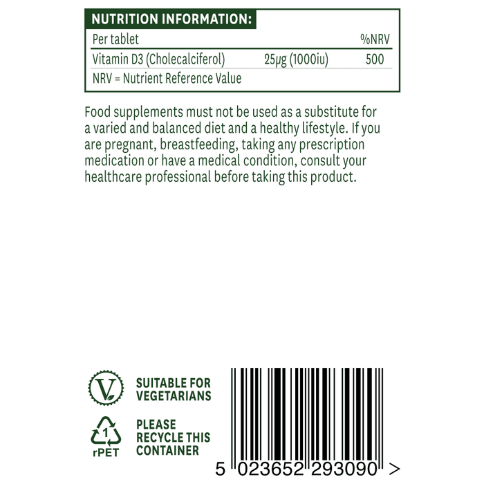Natures Aid Vitamin D3 1000iu 180 Tablets
