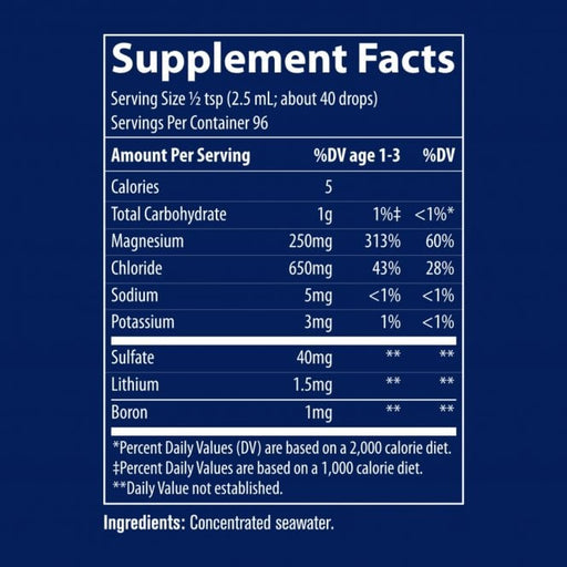 ConcenTrace Trace Mineral Drops 118ml – ion-rich liquid electrolytes for energy boost and bone health.