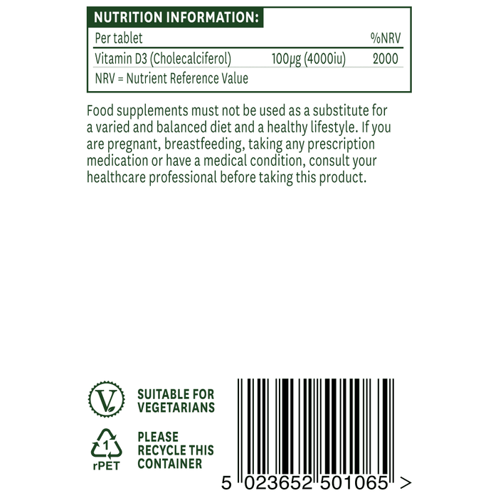 Natures Aid Vitamin D3 4000iu (100ug) 60 Tablets