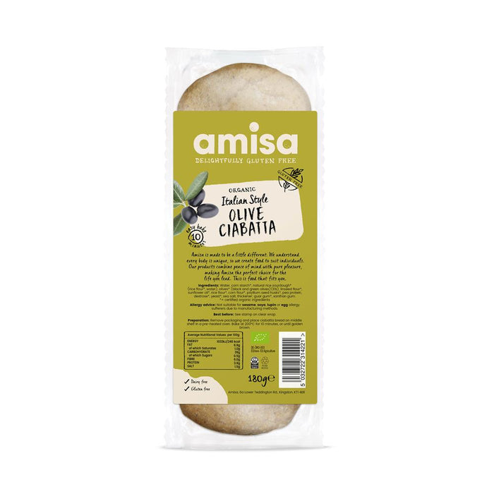 Amisa Organic Olive Ciabatta 180g