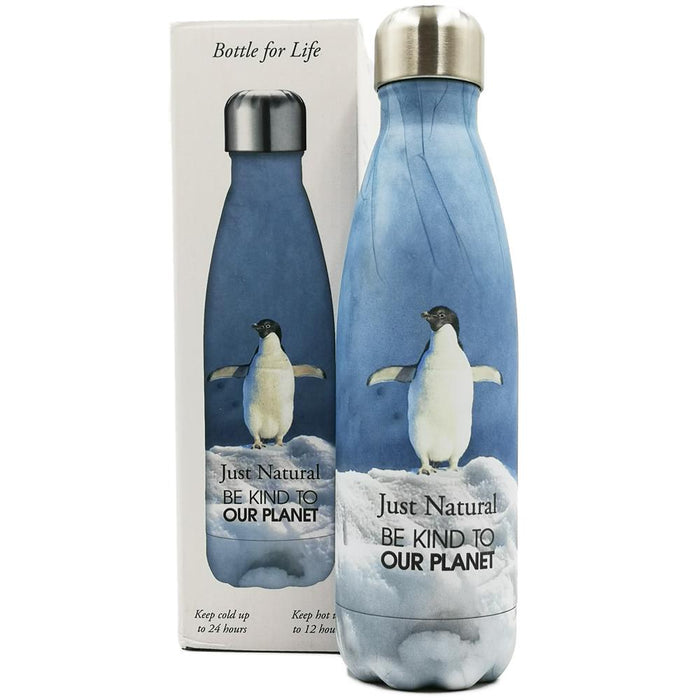 Just Natural Stainless Steel Drinks Bottle Penguin 500ml