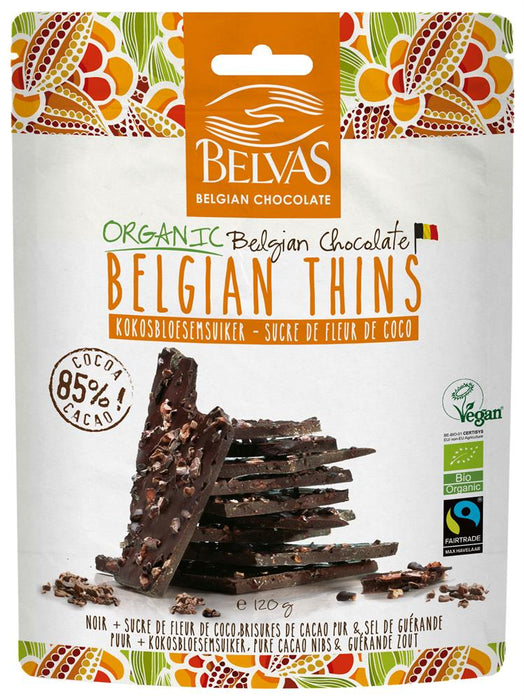 Belvas Belgian Thins Dark 85% Coco 120g
