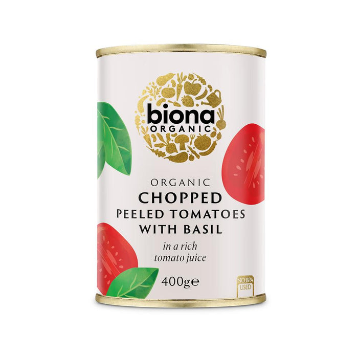 Biona Chopped Tomatoes & Basil Org 400g