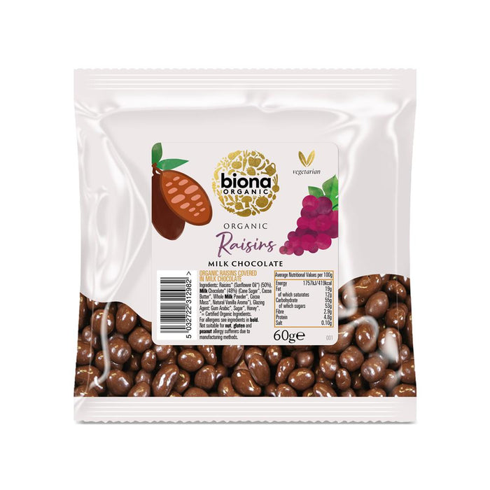 Biona Organic Milk Chocolate Raisins 60g