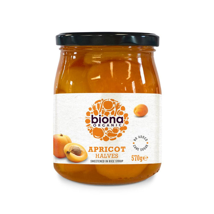 Biona Apricot Halves In Rice Syrup 570g