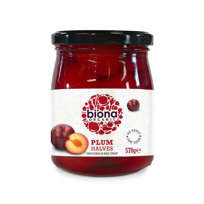 Biona Plum Halves In Rice Syrup 570g