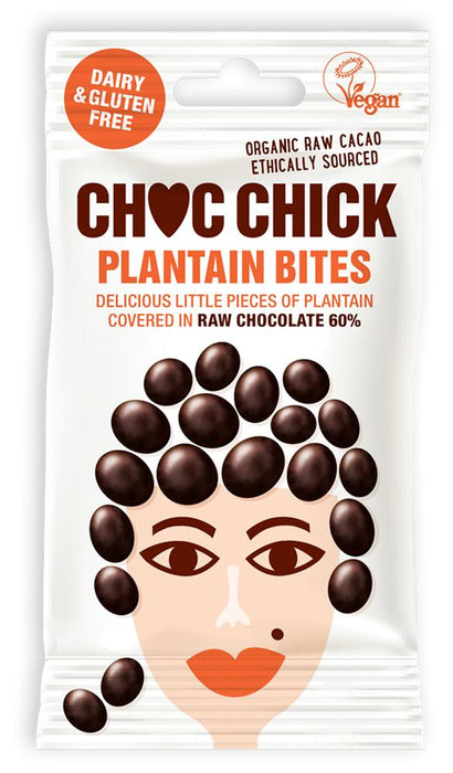 CHOC Chick Plantain Pieces in Raw Choc 30g