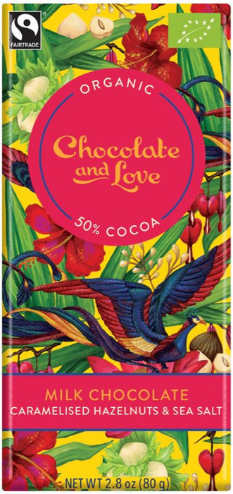 Chocolate and Love Milk Choc with Hazelnut & Sea 80g