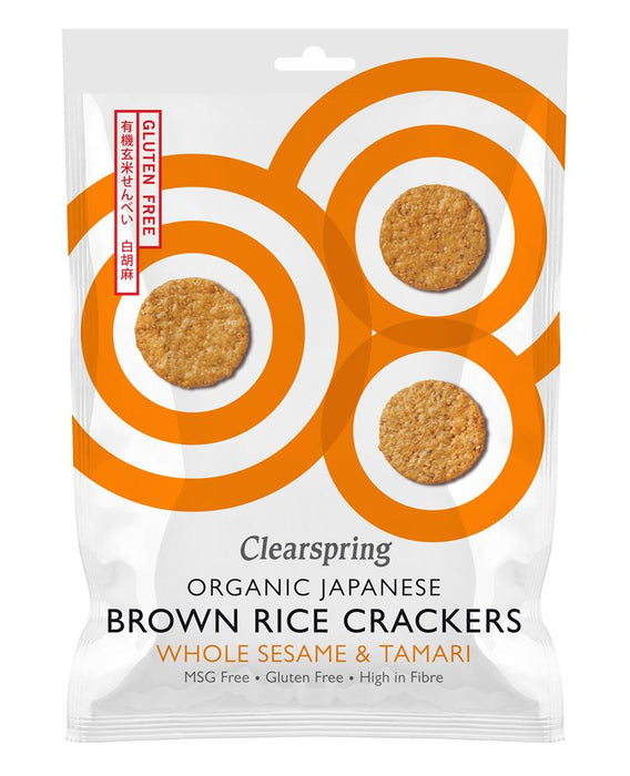 Clearspring Org Rice Crackers Whole sesami 40g
