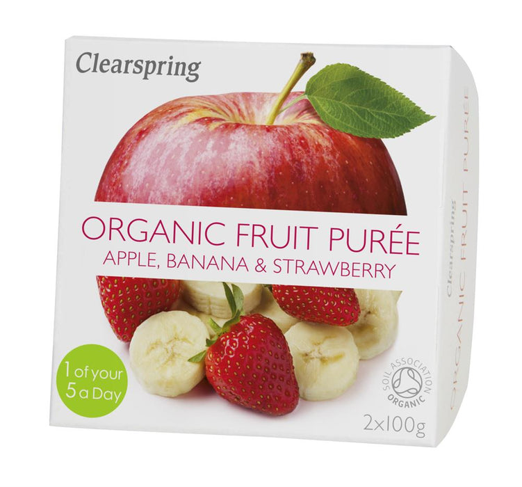Clearspring Fruit Puree Apple/Banana/Strawberry 2 X 100g