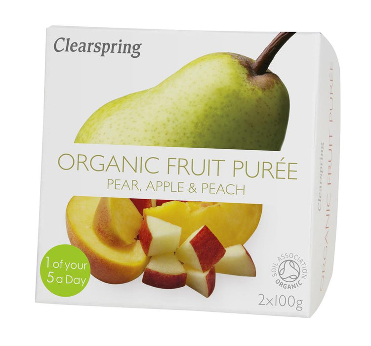 Clearspring Fruit Puree Pear/Apple/Peach 2 X 100g