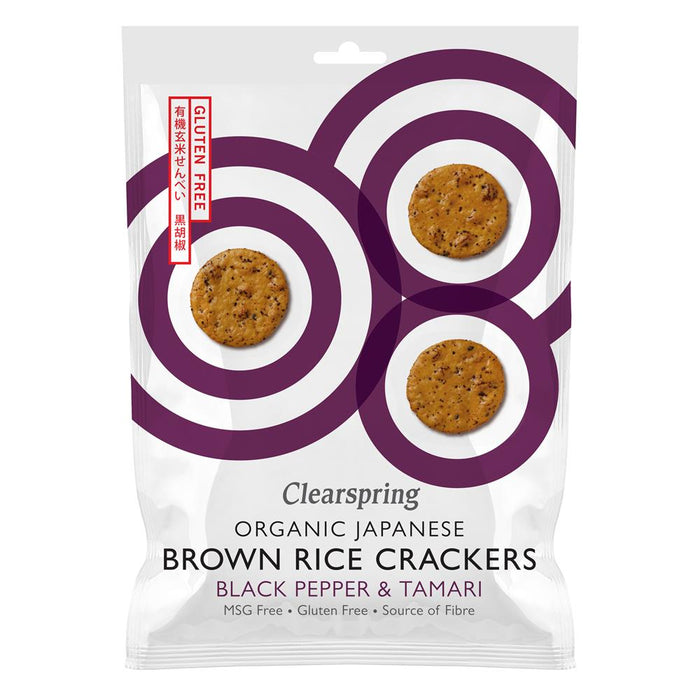Clearspring Organic Brown Rice Crackers Pepper 40g