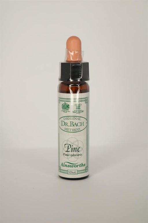 Dr. Bach Pine Bach Flower Remedy 10ml bottle with dropper and green label.