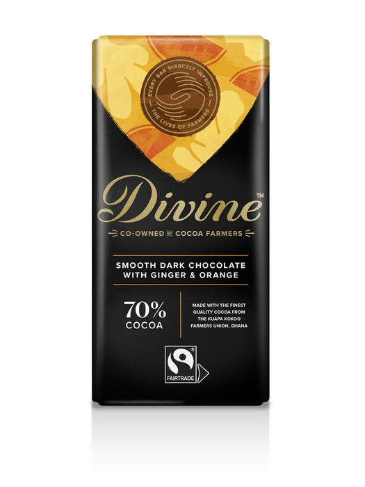 Divine Chocolate Dark Choc Ginger & Orange 90g
