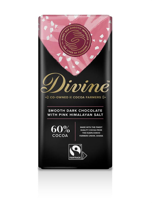 Divine Chocolate Dark Choc Pink Salt 90g