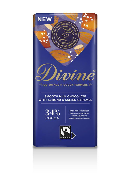 Divine Chocolate Milk Choc Almond & Caramel 90g
