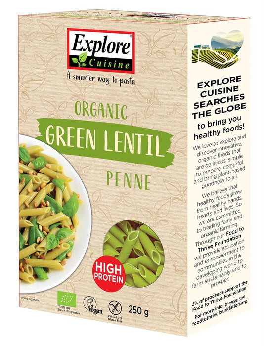 Explore Cuisine Organic Green Lentil Penne 250g