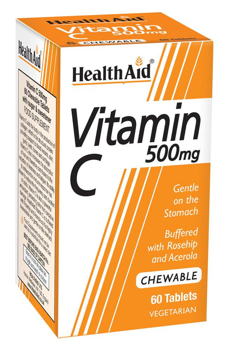 HealthAid Vitamin C 500mg - Chewable 60 Tablets