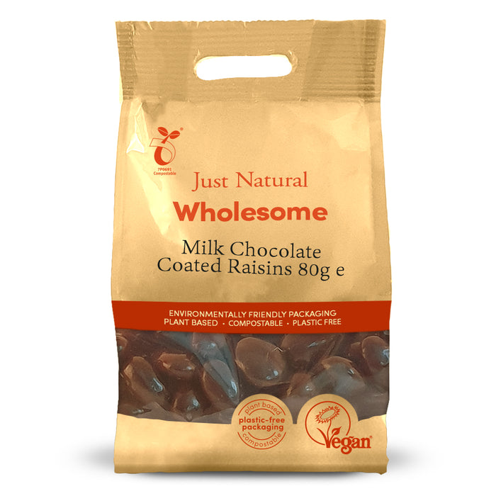 Just Natural Milk Chocolate Coated Raisins 80g