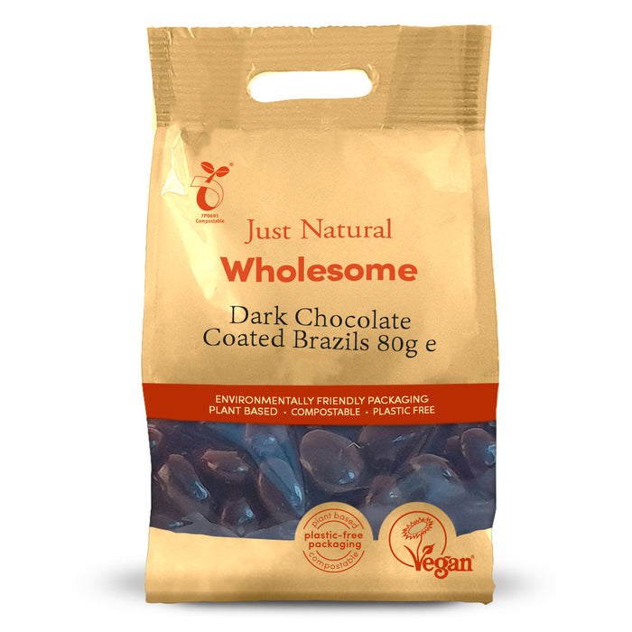 Just Natural Wholesome Dark Chocolate Coated Brazils 80g