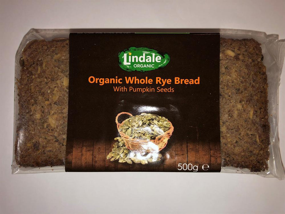 Lindale Org Whole Rye Bread with Pumpk 500g