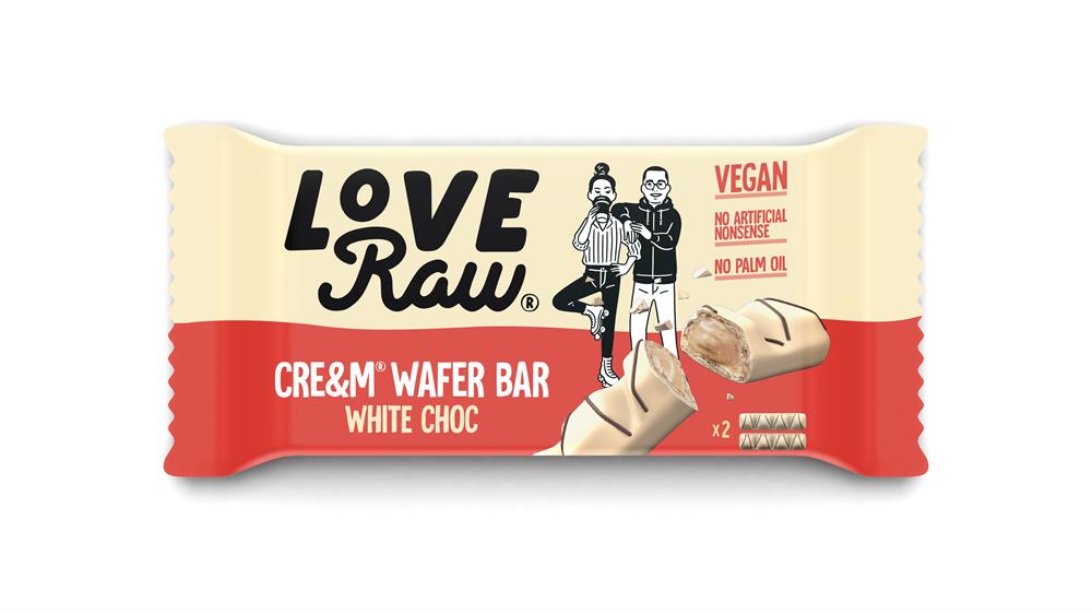 LoveRaw Cream Wafer Bar White Choc 43g