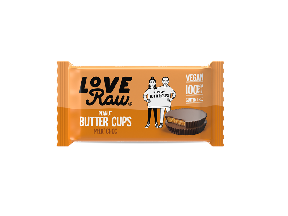 LoveRaw M:lk Choc Peanut Butter Cups 34g