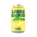 Yellow can of Living Things Lemon & Ginger Soda featuring a lemon graphic and bold, bright typography.