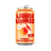 Peach & Blood Orange soda can by Living Things, featuring vibrant orange design and refreshing fruit imagery.