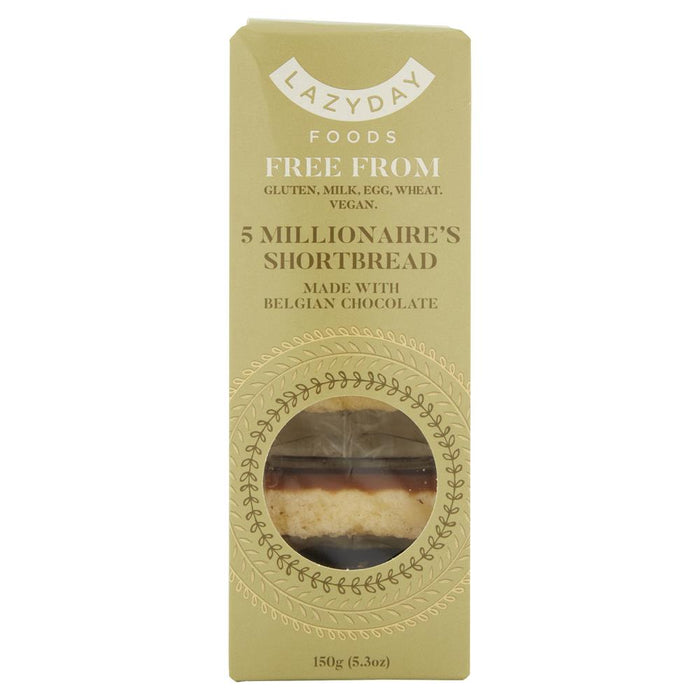 Lazy Days Millionaires Shortbread 150g, indulgent caramel and chocolate layers in a gold foil wrapper