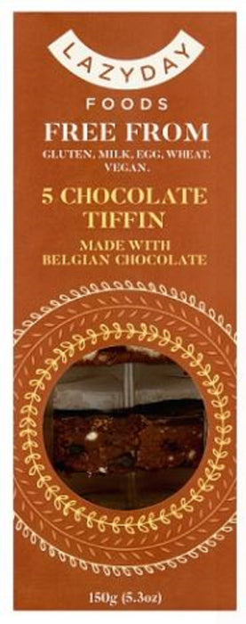 Lazy Days Belgian Choc Tiffin 150g, chocolate dessert bar in a colorful packaging