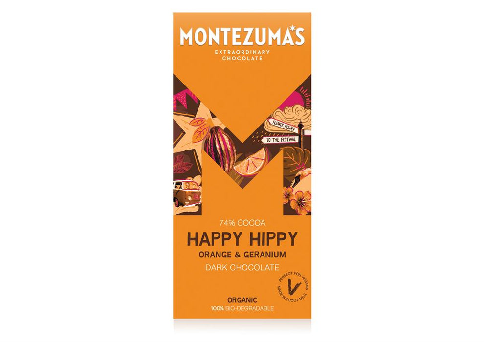 Montezumas Chocolate Happy Hippy Orange & Geranium 90g