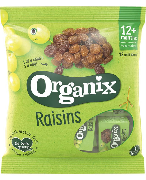 Organix Mini Raisin Fruit Snack Boxes 12 x 14g