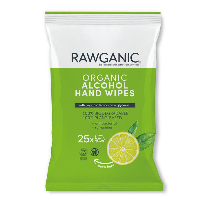 Rawganic Organic Alcohol Hand Wipes 15x20cmpack
