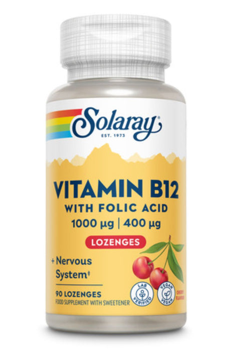 Solaray Vitamin B12 1000mcg Cherry 90 lozenges
